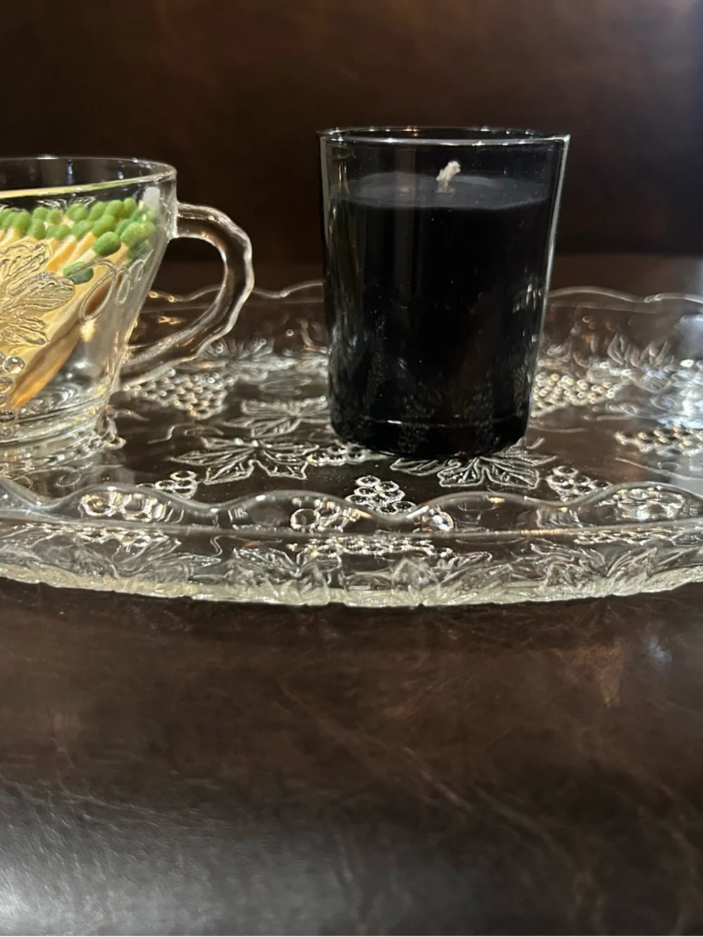 Vintage Anchor Hocking Snack GLASS SERVING TRAY CUP Restyle w striker marches